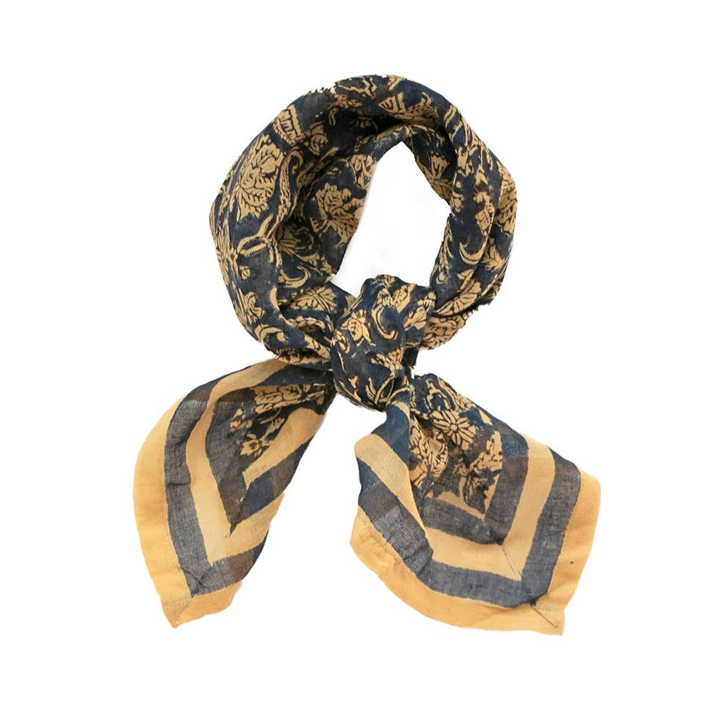 From Mila Bandanas and Scarves Granada Bandana Scarf- Hand Block Printed Cotton Bohemian Block Printed Italian Inspo Bandana