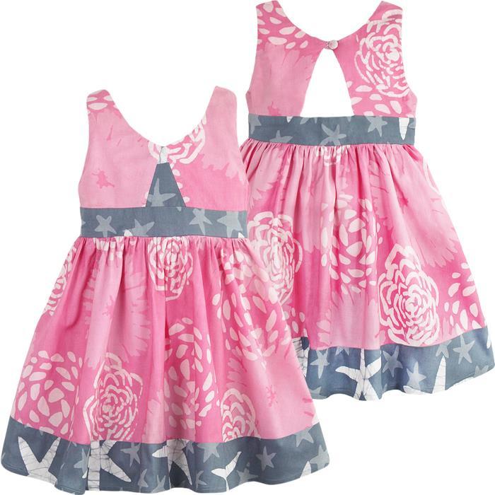 Global Mamas Girls Mix Match Organic Twirl Dress | Light Pink + Blue