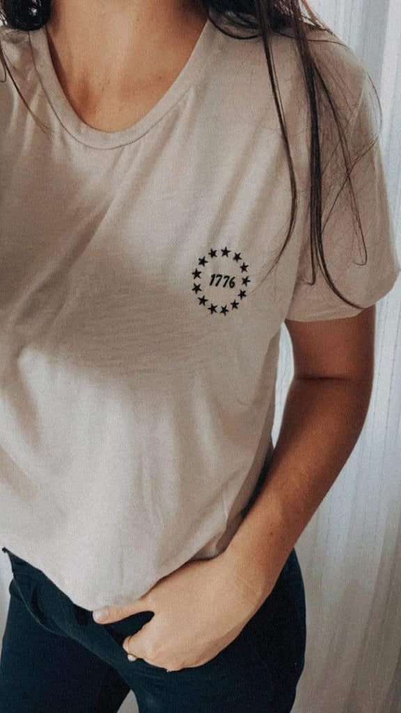 Naupaka 1776 Embroidered Crop Tee