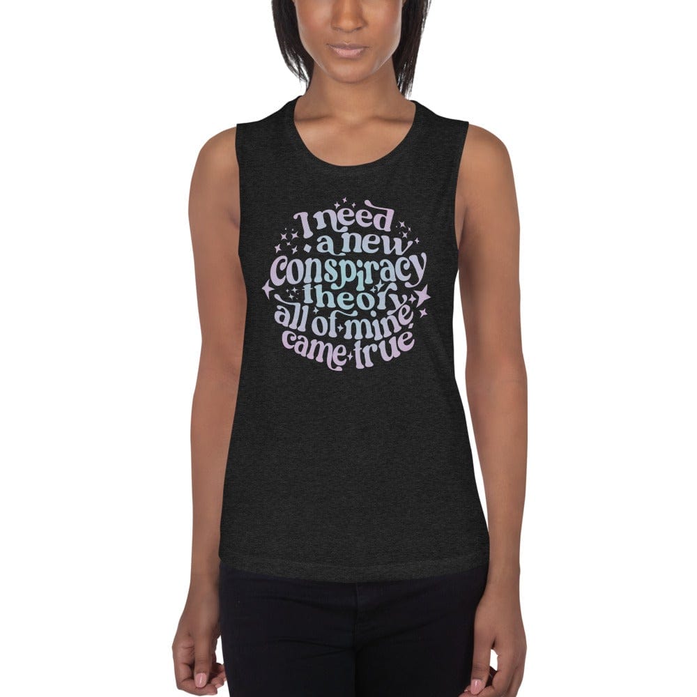 Naupaka Black Heather / S I Need a New Conspiracy Theory Ladies’ Muscle Tank (Mermaid Tones, Nursing Friendly) 3479198_9005
