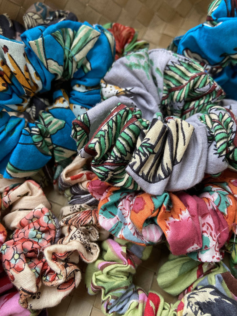 Naupaka Block Print Scrunchies
