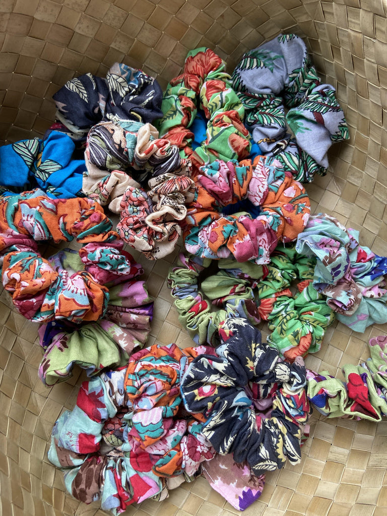 Naupaka Block Print Scrunchies