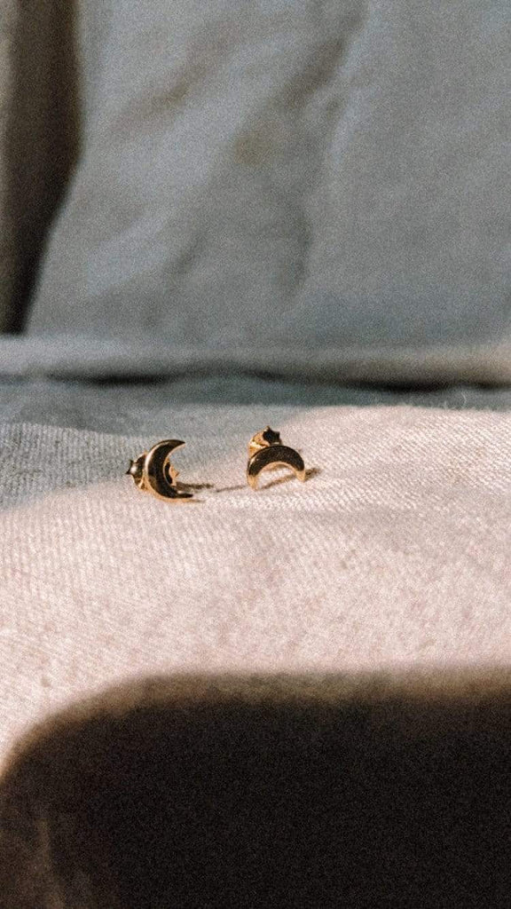 Naupaka Earrings Gold Crescent Stud Earrings