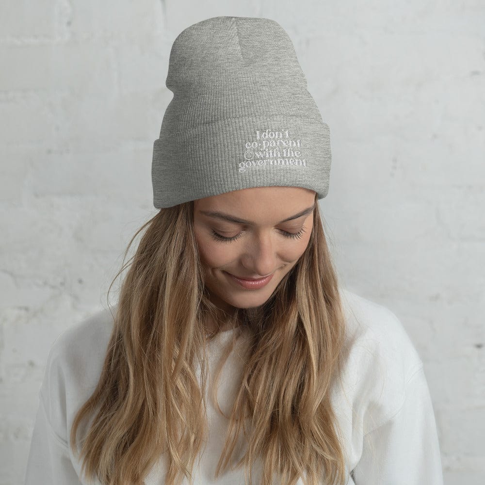 Naupaka Heather Grey I Don't Co-Parent with the Government Cuffed Beanie 6820008_8937