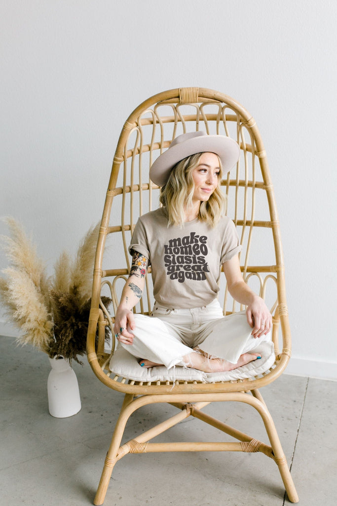 Naupaka Make Homeostasis Great Again Crew Neck Tee Shirt (Dark Brown Ink)