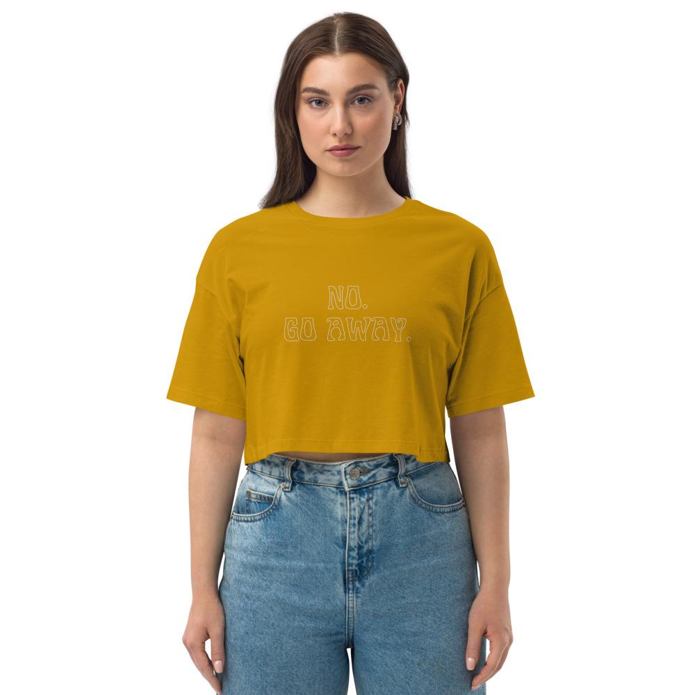 Naupaka Mustard / S No Go Away (tan ink) Loose drop shoulder crop top 9420547_12660