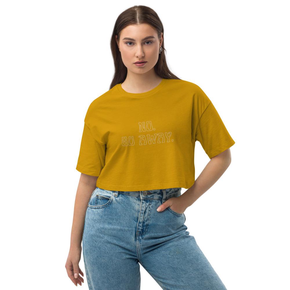Naupaka No Go Away (tan ink) Loose drop shoulder crop top