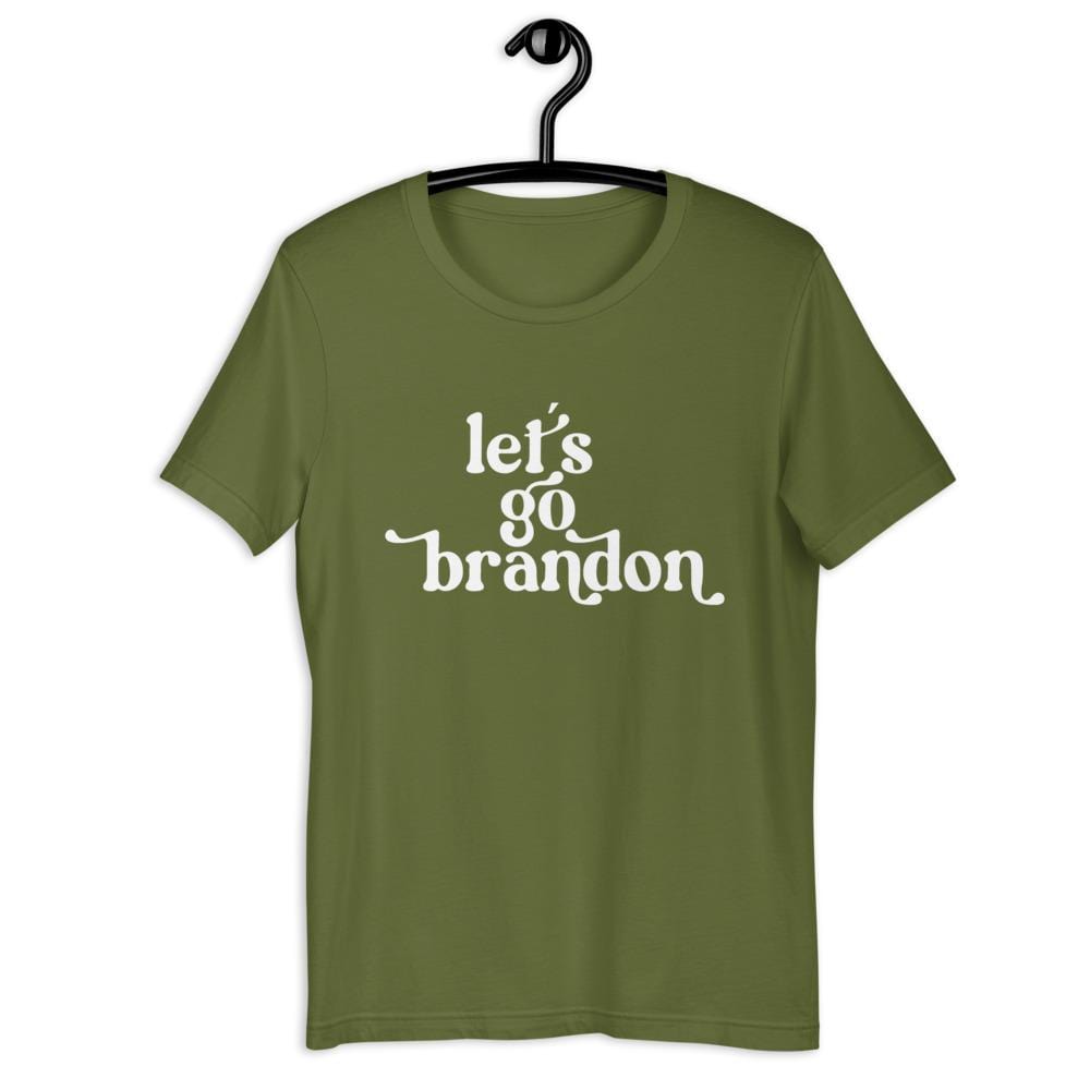 Naupaka Olive / XL PLUS/BUSTY SIZE: Lower Print for larger busts! Let's Go Brandon Short-Sleeve Unisex T-Shirt 4827896_4124
