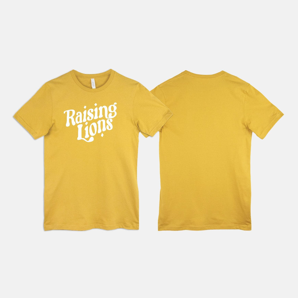 Naupaka Trading Co. T-Shirts Small / Mustard Naupakas Raising Lions White Ink Tees PMA29-OneSide-MUSTRD-S.139334 Naupakas Raising Lions White Ink Tees