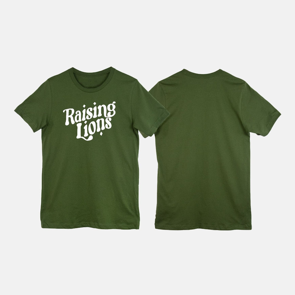 Naupaka Trading Co. T-Shirts Small / Olive Naupakas Raising Lions White Ink Tees PMA29-OneSide-OLIVE-S.139336 Naupakas Raising Lions White Ink Tees