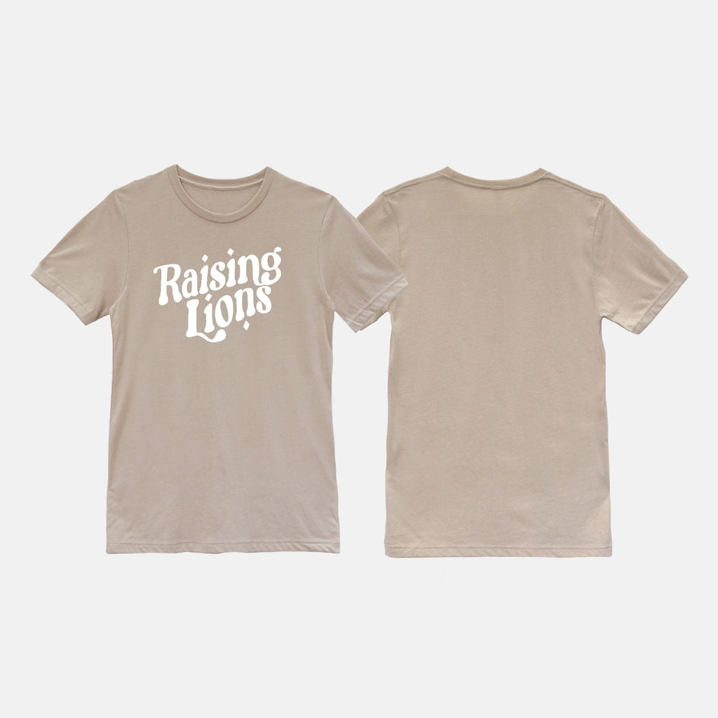Naupaka Trading Co. T-Shirts Small / Tan Naupakas Raising Lions White Ink Tees PMA29-OneSide-TAN-S.139335 Naupakas Raising Lions White Ink Tees