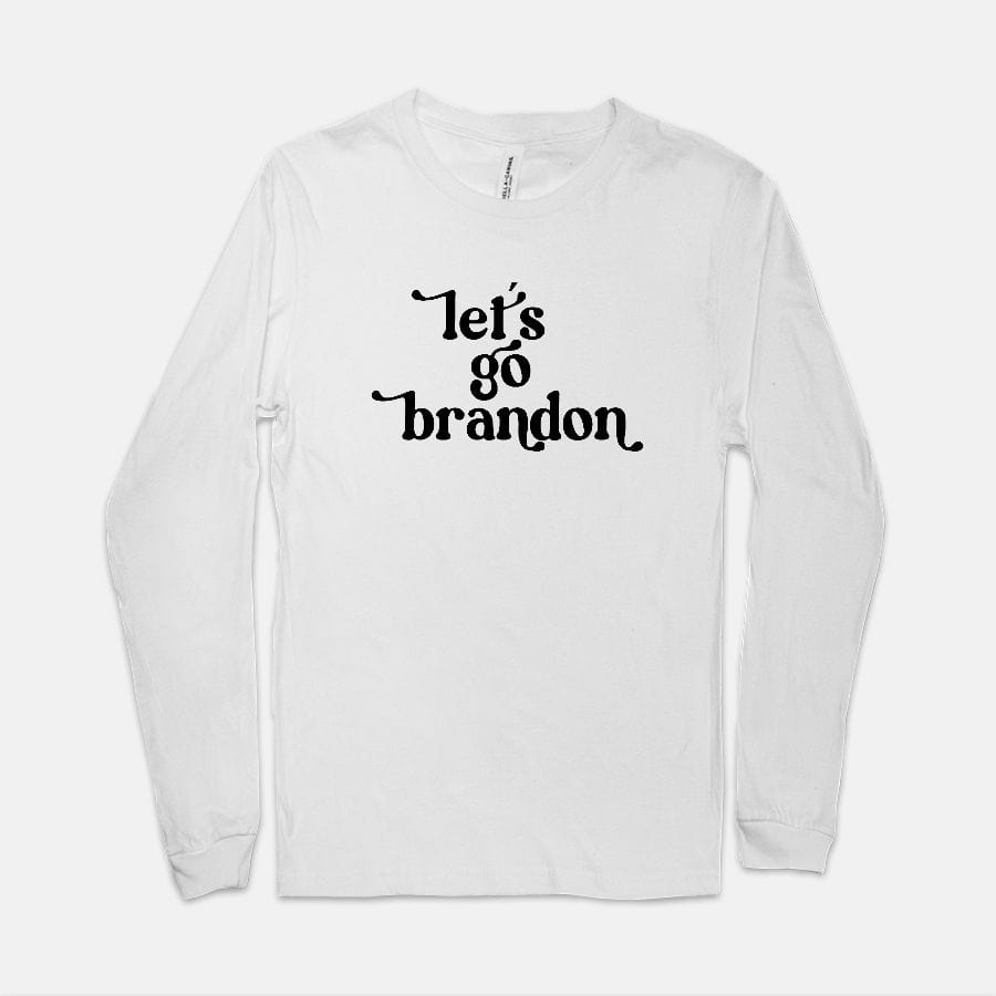 Naupaka Trading Co. T-Shirts Small / White Let's Go Brandon Bella Canvas Unisex Jersey Long Sleeve Tee 3501 PMA41-WT-S.149993 Let's Go Brandon Bella Canvas Unisex Jersey Long Sleeve Tee 3501