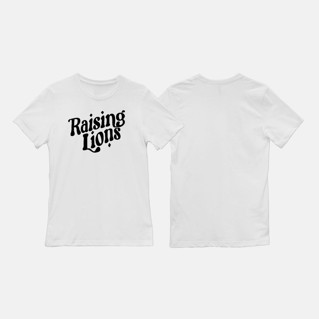 Naupaka Trading Co. T-Shirts Small / White Raising Lions (black ink) PMA29-OneSide-WT-S.138918 Raising Lions (black ink)