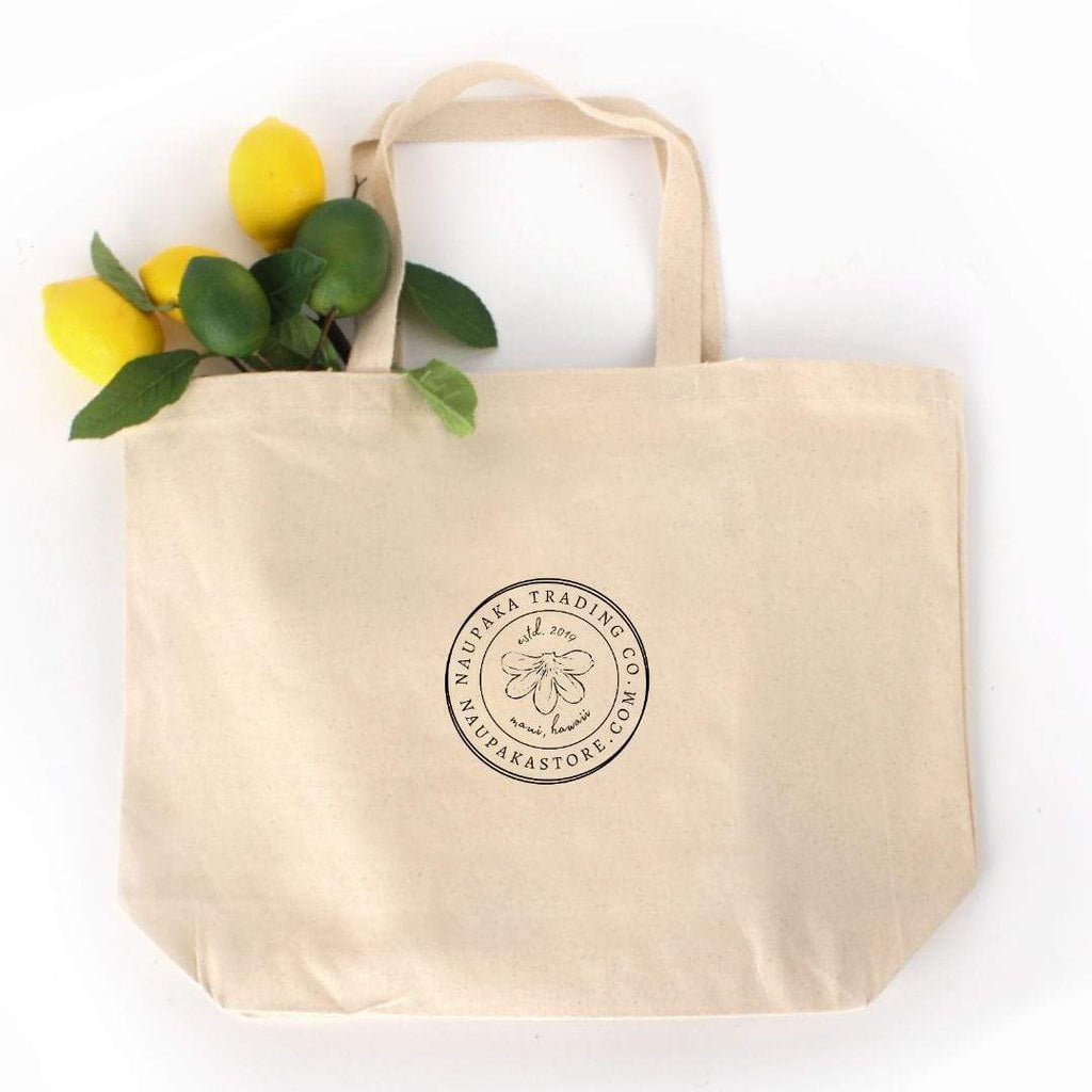Naupaka Trading Co. Tote Bags Natural Naupaka Flower Logo Oversized Tote PMA17-NATURAL.179844 Naupaka Flower Logo Oversized Tote