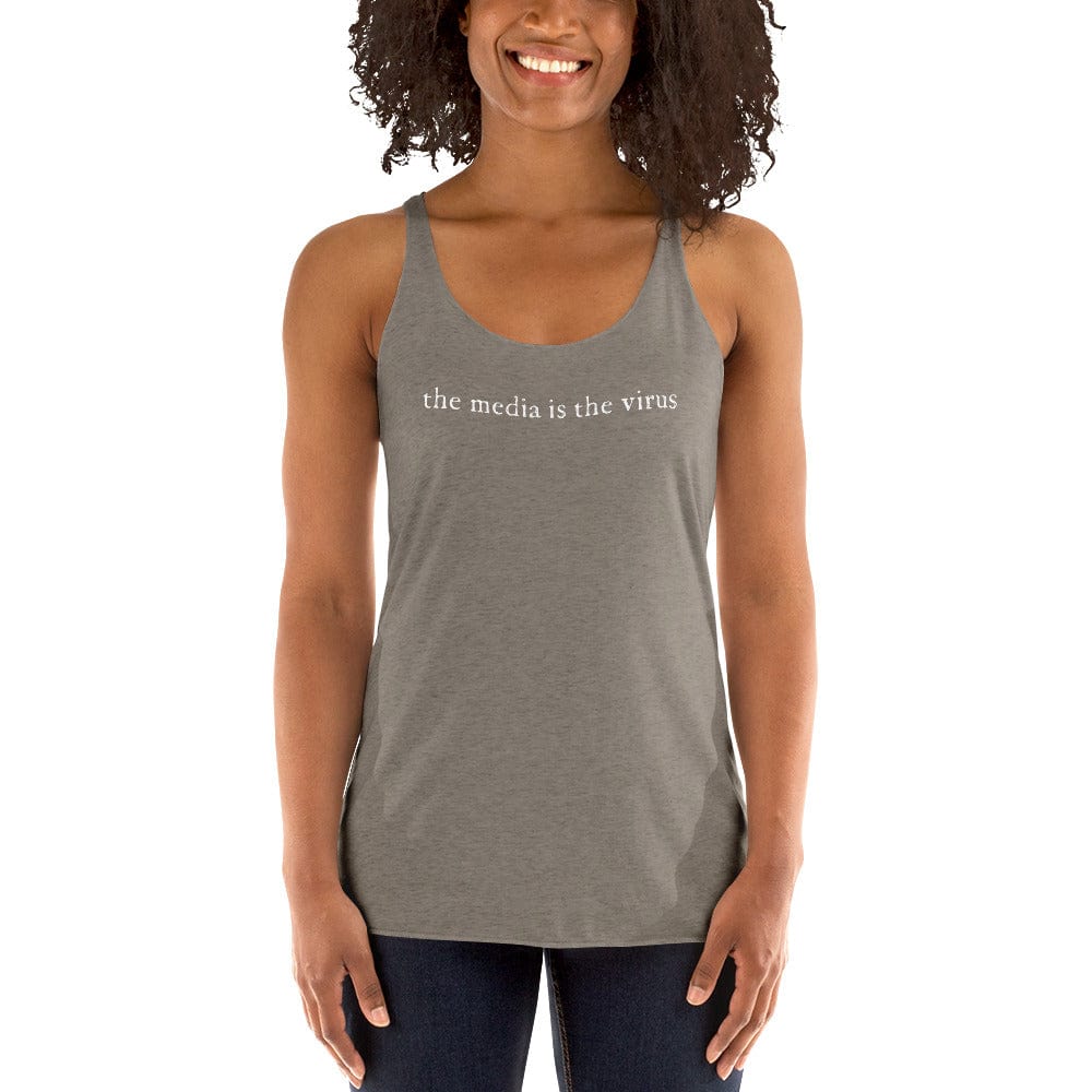 Naupaka Venetian Grey / XS The Media is the Virus (white ink) Women's Racerback Tank 5081655_6646