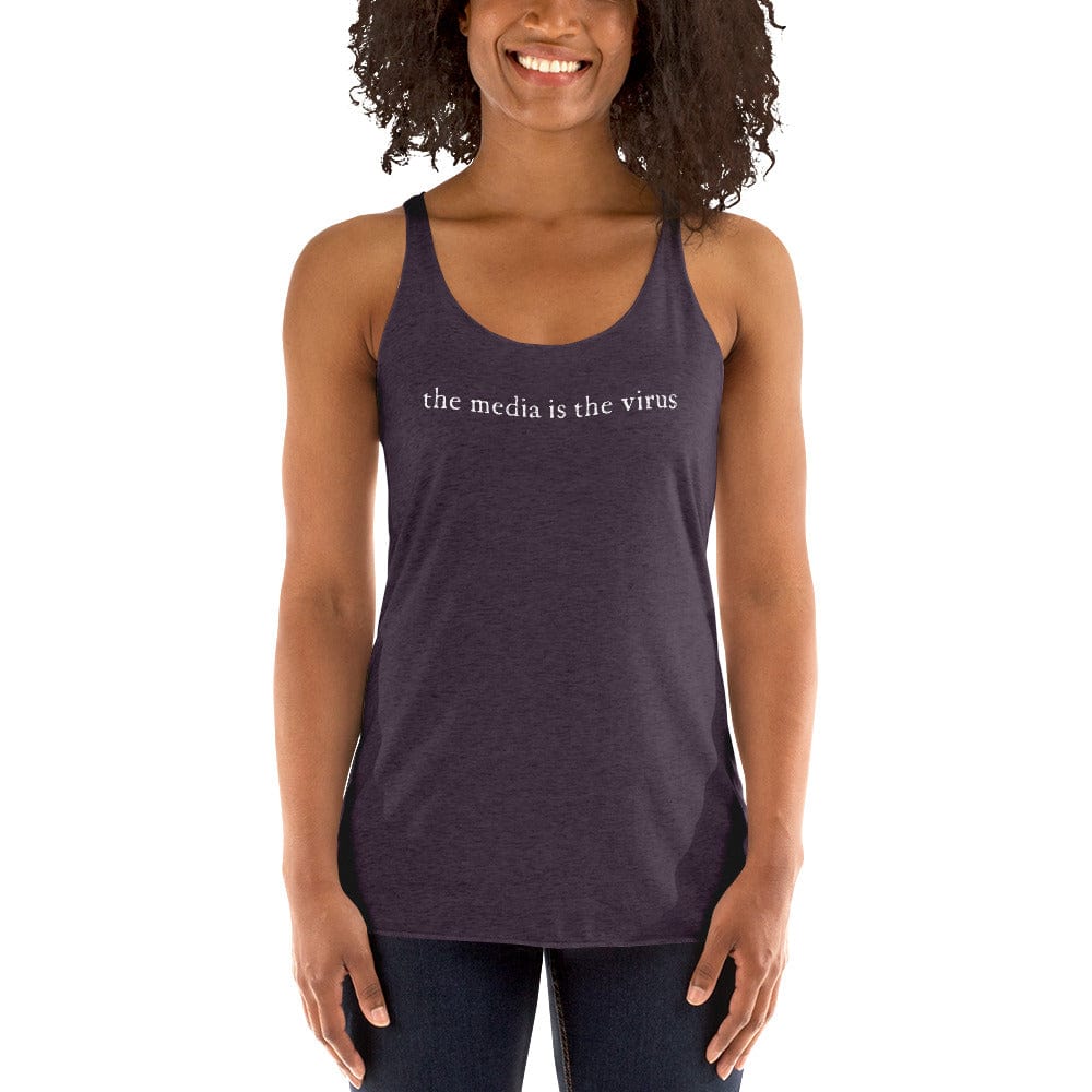 Naupaka Vintage Purple / XS The Media is the Virus (white ink) Women's Racerback Tank 5081655_6661
