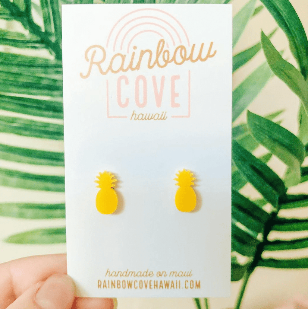 Rainbow Cove Hawaii Earrings Yellow Pineapple Stud Earrings