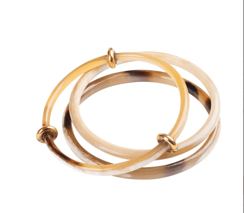 Repurposed on Purpose Jewelry Bohemian Horn Bangle Set Ethically Made in Uganda 82110003
