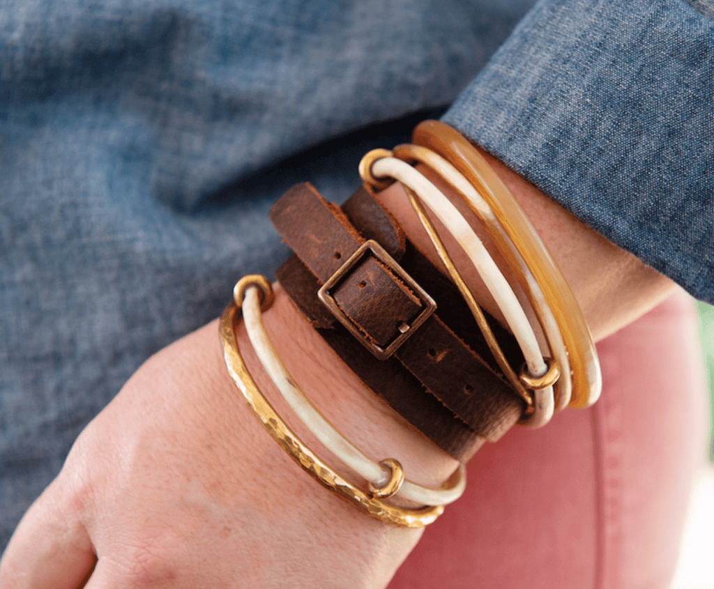 Repurposed on Purpose Jewelry Horn bangles set of 3 in brown 82110003