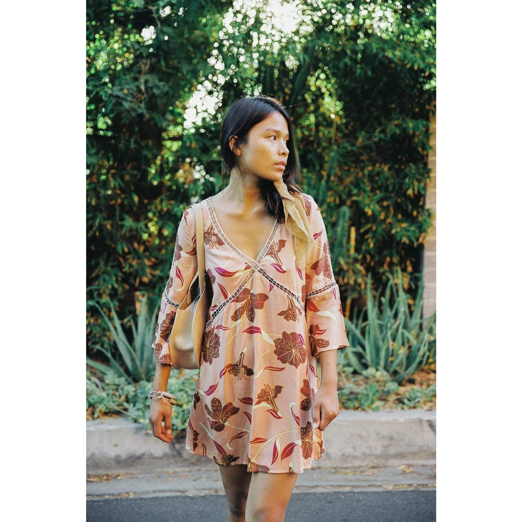 Yireh Women Barcelona Mini Dress- Desert Lily